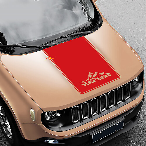 Autocollant Vinyle Style Montagnes Noir pour Capot 2 pour Jeep Renegade