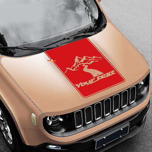 Road To Mountains Style Blackout Vinyl Bonnet Sticker Decal for Jeep Renegade