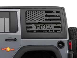 2x Jeep Hardtop Flag Decal - 'Merica - USA American Wrangler JKU Window