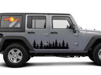 Forest tree side decal graphics - door sticker outdoors Jeep wrangler 4x4 USA