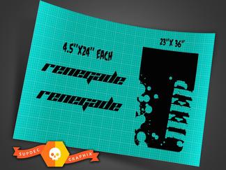 Jeep Wrangler 3 Pc. Blackout Hood Decal Kit #7 - Vinyl Sticker Renegade TJ LJ JK