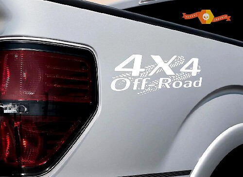4x4 OFF ROAD Tire Track Decal Sticker Truck TRD Tacoma Jeep Dodge Chevy Ford Wht
