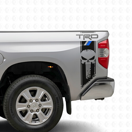 TRD Punisher Style Stripes Bedside Vinyl Decal Sticker for Toyota Tundra