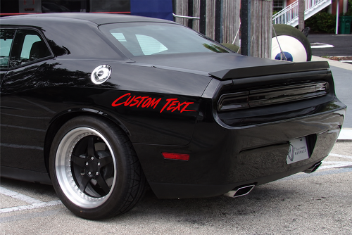 CUSTOM TEXT Script Lettering Rear Fender Vinyl Decal Sticker for Dodge Challenger