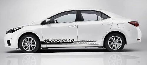 Branded Checkered Side Stripes Vinyl Decals Kit for Toyota Corolla