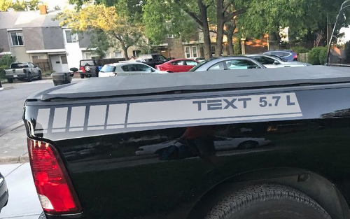 Custom Text 2x Rear Back Stripe Vinyl Decal Stickers for Dodge Ram 1500 5.7L