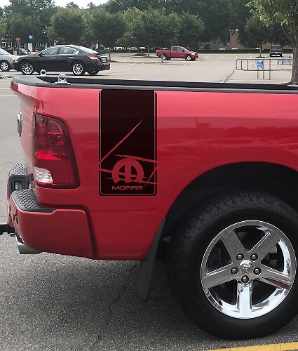 Distressed Stripes Bedside Vinyl Decal Sticker for Dodge Ram 1500