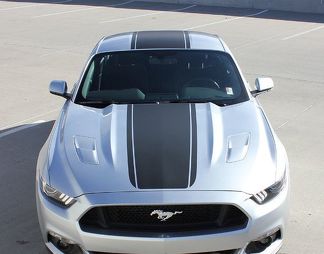 2015-2017 Ford Mustang MEDIAN Center Stripes Pony Style Hood Decals GT Any Colour Vinyl