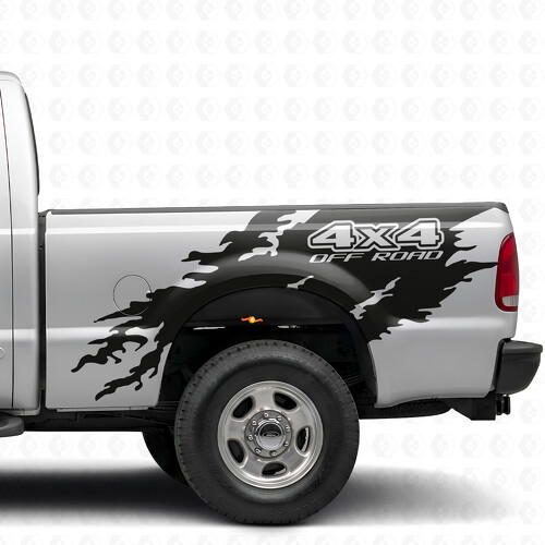 4x4 Off Road Torn Bedside Vinyl Decal Sticker for Ford F-250 1999-2006_1
