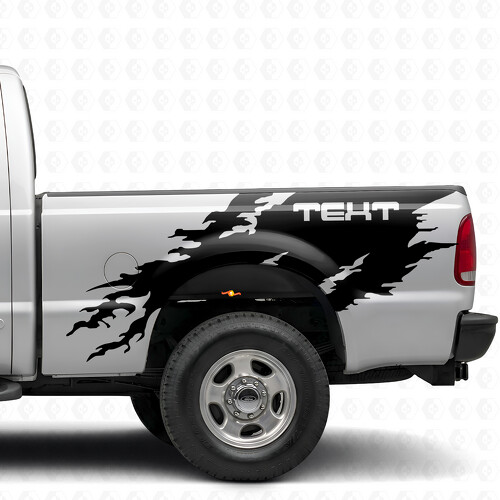 Torn Splash Custom Text Bedside Vinyl Decal Sticker for Ford F-250 1999-2006