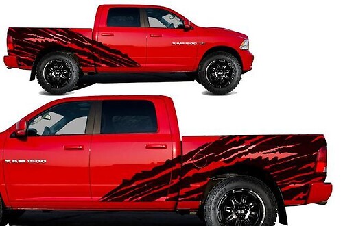 DODGE RAM 1500/2500 (2009-2018) 5.7 BED CUSTOM VINYL Sticker Decal KIT - HALFSIDE TORN
