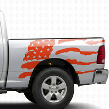 USA Flag in Splash Style Bedside Vinyl Decal Sticker for Dodge Ram 1500_4