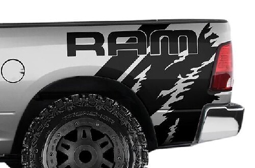 Ram Distressed Style Rear Side  Vinyl Decal Kit for Dodge Ram 1500-3500 2009-18