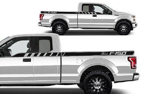 Upper Rear Bed Side Stripes Vinyl Decals Kit for Musclecar Truck 2015-2017