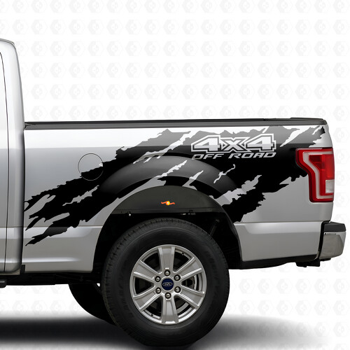 4x4 Off Road Distressed Style Bedside Vinyl Decal Kit for Musclecar truck 2015-17_1