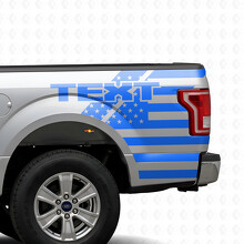 American Flag Custom Text Bedside Vinyl Decal Sticker for Ford F-150 2015-2017_2