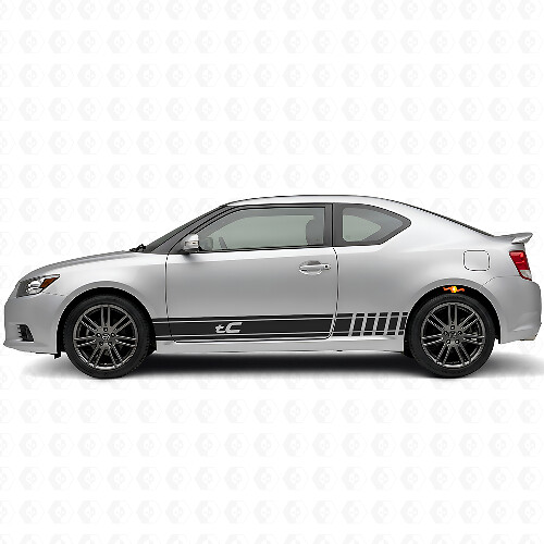 Branded Racing Style Stripes Side Vinyl Decal Kit for Scion tC