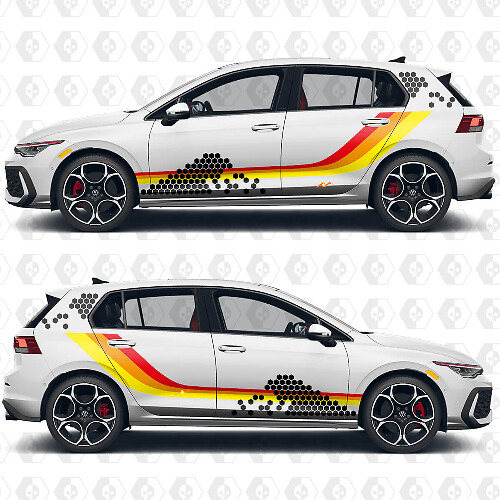 Honeycomb Heritage Side Stripes Vinyl Decals Kit for VW Volkswagen Golf_1