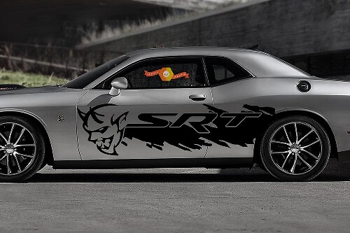Demon-Style Side Splash Grunge Vinyl Decal Set for Dodge Challenger 