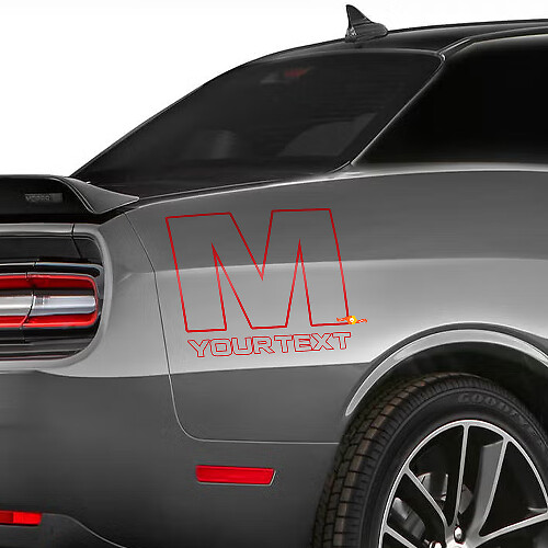 Autocraft M Logo Rear Side Vinyl Sticker Decal for Dodge Challenger