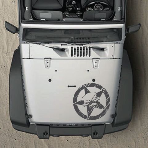 Distressed Army Star Hood Vinyl Decal Sticker for Jeep Wrangler