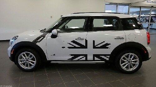 UK Flag British Mini Cooper Graphic Decal Sticker Distressed Truck Vehicle Vinyl