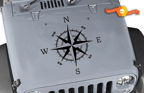 Compass Rose Graphic Hood Vinyl Decal for Jeep Wrangler