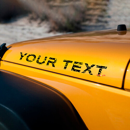 Custom Text Scrached Style Hood Vinyl Decal Sticker for Jeep Wrangler