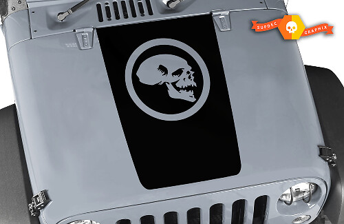 Circle Skull Hood Blackout Vinyl Decal for Jeep Wrangler 
