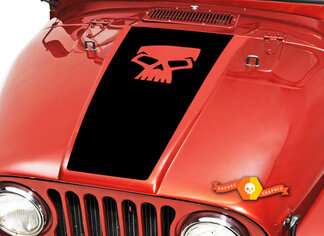 Skull Hood Blackout Vinyl Decal Sticker (17) fits: Jeep CJ 5 6 7 8
