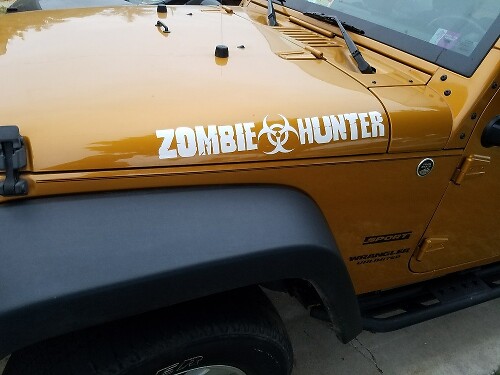 2X ZOMBIE HUNTER EDITION for JEEP Wrangler CJ TJ YJ JK Hood Vinyl Sticker Decal