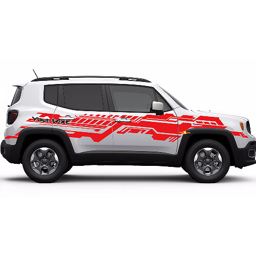 Custom Text Technical Graphic Stripe Vinyl Decal Sticker For Jeep Renegade