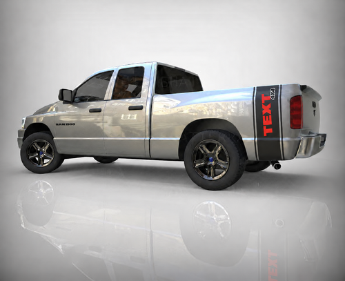 TEXT 4X4 Vertical Bed Band Pair Bedside Vinyl Decal Sticker for Dodge Ram 1500