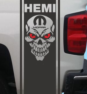 Dodge Ram HEMI Mopar Skull Rear Bed Vinyl Decal Stripes Truck Graphics
