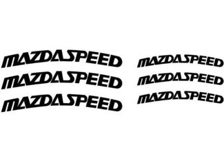 6 X Mazdaspeed Curved Brake Caliper High Temp. Vinyl Decal Stickers (Any Color)