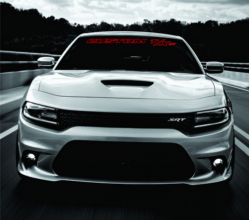 CUSTOM T/X Outline Checkered Banner Windshield Vinyl Decal Sticker for Dodge Charger