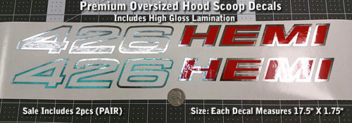 426 Hemi Oversized Hood Scoop Vinyl Decals for Dodge 1970-1971
