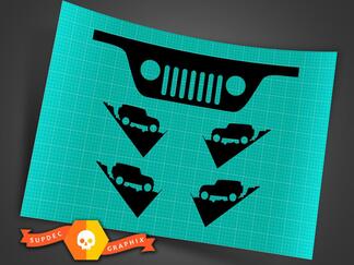 JEEP WRANGLER Windshield Replacement Decals (JK, TJ), Grill and Corner, Replica