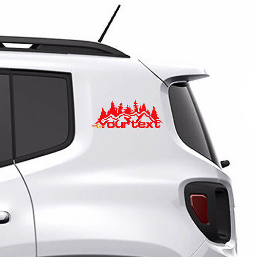 Custom Text Mountains Forest Vinyl Decal Sticker Graphic 2 for Jeep Renegade