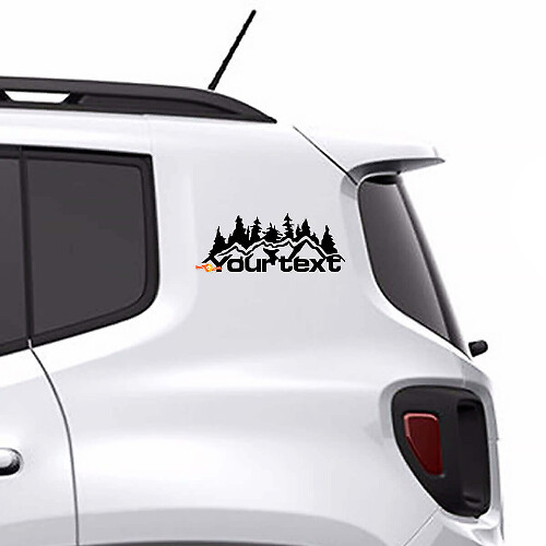 Custom Text Mountains Forest Vinyl Decal Sticker Graphic for Jeep Renegade