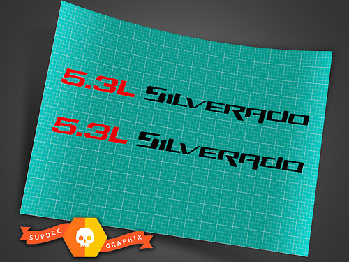 5.3L SILVERADO (1 Pair) Hood sticker decals For Chevy Silverado 14 1/2L X 3/4H
