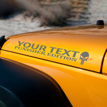 Custom Text Punisher Edition Hood Vinyl Decal Set for Jeep Wrangler_2
