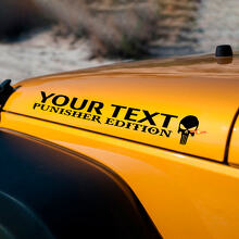 Custom Text Punisher Edition Hood Vinyl Decal Set for Jeep Wrangler_3