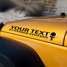 Custom Text Punisher Bonnet Vinyl Decal Sticker for Jeep Wrangler TJ LJ JK JKU 3