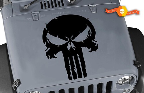 Distressed Punisher Skull Vinyl Sticker Decal Jeep Hood Ford Chevy Dodge

