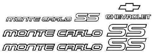 Chevrolet Monte Carlo SS Restoration Vinyl Decal Kit for 1985-1986