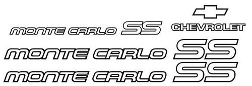 Monte Carlo SS 85 86 Restoration Vinyl Decals Stickers Kit Chevy 1985 1986 New
