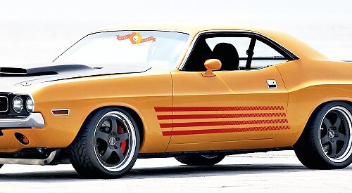 Kit de vinilos adhesivos con franjas intermitentes laterales Rally para Dodge Challenger 1972–1974