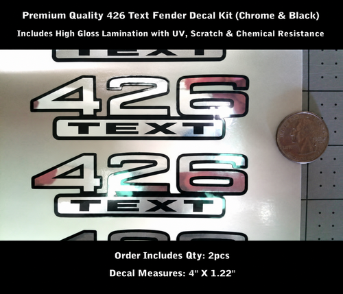 426 Text Chrome and Black Kit Fender Vinyl Decal Sticker