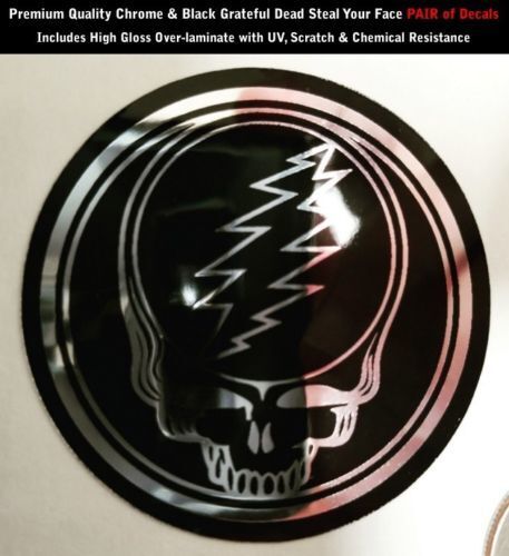 Grateful Dead Steal Your Face Chrome & Black Vinyl Decal 